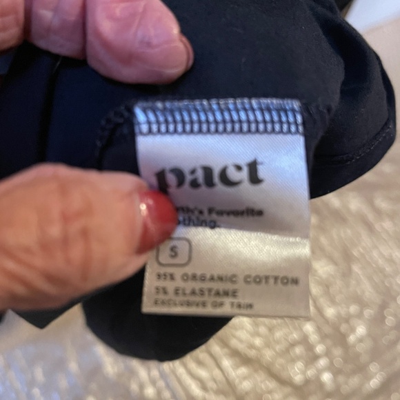 NEW! Pact Midnight Blue Belted Fit and Flare Faux Wrap Dress Size Small NWT! - Picture 9 of 10